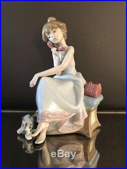 Lladro Chit-Chat Girl with Dalmatian Dog on Phone #5466 RETIRED