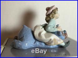 Lladro Collectible Figurine Giddy Up 5664 Girl Riding Stuffed Dog Or Bear Bnib