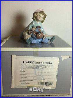 Lladro Collectible Figurine Giddy Up 5664 Girl Riding Stuffed Dog Or Bear Bnib