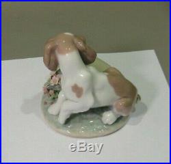 Lladro Collectors Series #7672 It Wasn't Me, Dog With Flower Pot Figurine