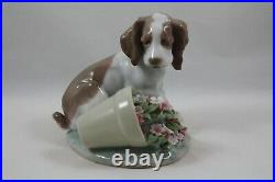 Lladro Collectors Society It Wasn't Me 7672 Dog With Flower Pot Figurine