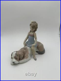 Lladro Contented Companion 06229 with box excellent condition Girl and Dog