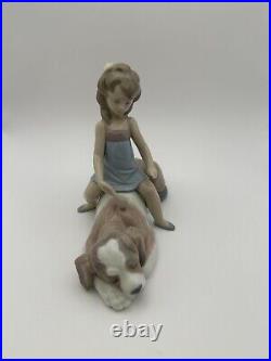 Lladro Contented Companion 06229 with box excellent condition Girl and Dog