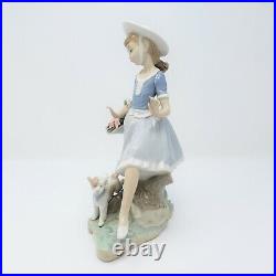 Lladro Country Lass With Dog And Basket Of Flowers Porcelain Figurine 1004920