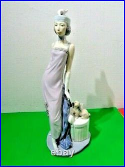Lladro Couplet Lady With Dog # 5174 -A 1920's Flapper Girl Figurine (13.5 by 5)