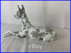 Lladro DOG Figurine 1068 GREAT DANE Retired 1989 Gray Spottted