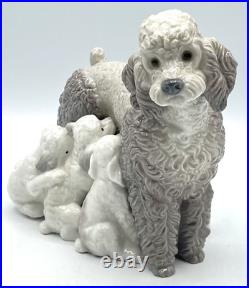 Lladro DOG Figurine 1257 MOTHER POODLE WITH PUPS NO Box / Retired 1981