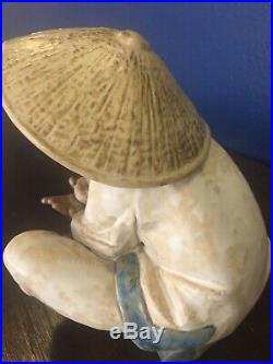 Lladro Daisa 1991 Gres Asian Boy With A Dog Figurine 10 By 10 Super Rare