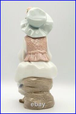 Lladro Daydreams # 6400 Girl Wearing Hat With Flowers Holding Schnauzer Dog IOB