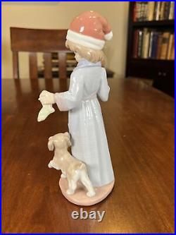 Lladro Dear Santa #6166- MINT 8.75 Christmas Boy And Dog Figurine