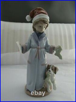 Lladro Dear Santa Christmas Figurine With Puppy Dog Ref 6166 Rare First Quality