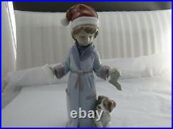 Lladro Dear Santa Christmas Figurine With Puppy Dog Ref 6166 Rare First Quality