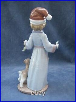 Lladro Dear Santa Figurine Mint Christmas Letter to Santa Boy with Dog