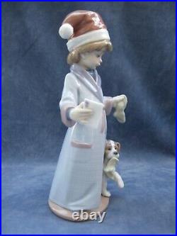 Lladro Dear Santa Figurine Mint Christmas Letter to Santa Boy with Dog