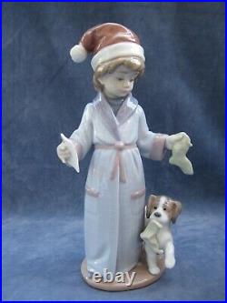 Lladro Dear Santa Figurine Mint Christmas Letter to Santa Boy with Dog