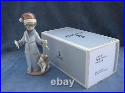 Lladro Dear Santa Figurine Mint Christmas Letter to Santa Boy with Dog