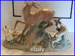 Lladro Deer Hunting Rare Mint ConditionLarge