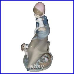 Lladro Devotion Jealousy Figurine Girl WithLamb & Dog Glossy Porcelain 1278