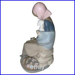 Lladro Devotion Jealousy Figurine Girl WithLamb & Dog Glossy Porcelain 1278