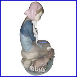 Lladro Devotion Jealousy Figurine Girl WithLamb & Dog Glossy Porcelain 1278