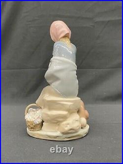 Lladro Devotion Jealousy Figurine Girl w Lamb & Dog Glossy Porcelain 1278 Mint
