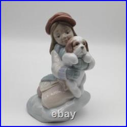 Lladro Dog And Girl 01008265 Pottery Doll Figurine