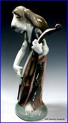Lladro Dog Playing Bass Fiddle #1154 Free Shipping Rare Perfect- Mint