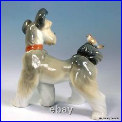 Lladro Dog Unexpected Visit # 6829 Puppy With A Bird On His Tail Mib