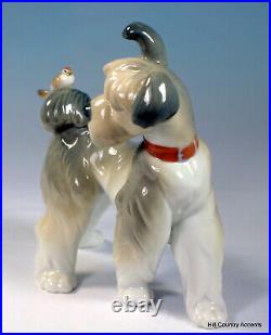 Lladro Dog Unexpected Visit # 6829 Puppy With A Bird On His Tail Mib