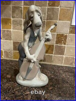 Lladro Dog With Bass Fiddle. Very Rare