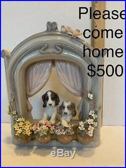 Lladro Dogs in Window Please Come Home