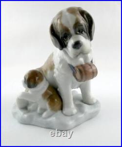 Lladro Domestic Animals Baby Sitting St Bernard Dog and Puppy Figurine NO BOX