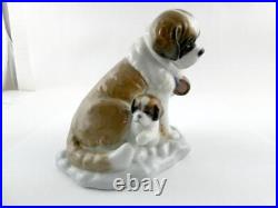 Lladro Domestic Animals Baby Sitting St Bernard Dog and Puppy Figurine NO BOX