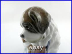 Lladro Domestic Animals Baby Sitting St Bernard Dog and Puppy Figurine NO BOX