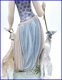 Lladro Elegant Promenade 16 Figurine 5802 Woman with Dogs Glossy Finish