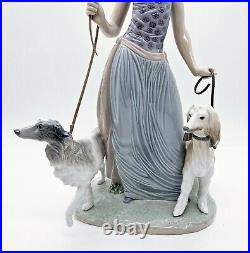 Lladro Elegant Promenade 16 Figurine 5802 Woman with Dogs Glossy Finish