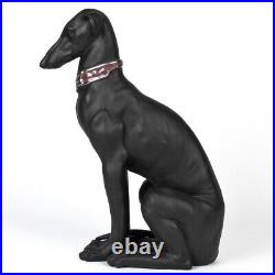 Lladro Faithful Greyhound Black #8606 Dog Art Object Figurine Porcelain withBox