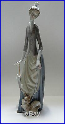 Lladro Figure Group 4761 Woman with Dog and Parasol Figurine