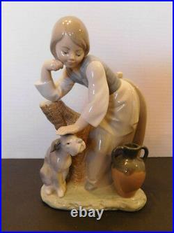 Lladro Figurine #1246 Caress & Rest Girl Petting Dog Mint