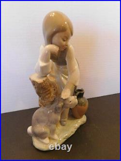 Lladro Figurine #1246 Caress & Rest Girl Petting Dog Mint