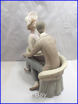 Lladro Figurine #4830 You and Me, Man & Woman with Dog on Couch, Matte Finish