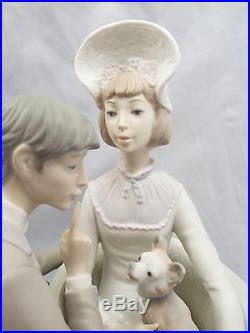 Lladro Figurine #4830 You and Me, Man & Woman with Dog on Couch, Matte Finish