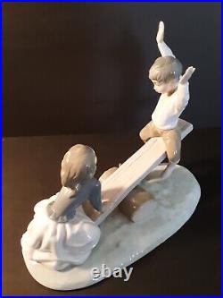 Lladro Figurine #4867 Girl & Boy With Dog on Seesaw Glossy Finish Excellent Cond