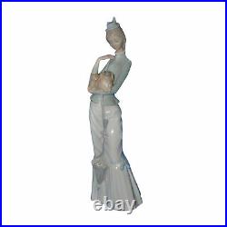 Lladro Figurine, 4893 Walk With The Dog, Lady with her dog