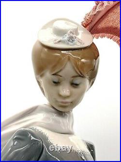 Lladro Figurine 4914 Lady With Shawl Dog Umbrella Retired with Box! Almost Perfect
