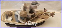 Lladro Figurine #5215 FISHING WITH GRAMPS Boy withGrandfather, Dog & Boat NOS