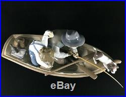 Lladro Figurine #5215 Fishing With Gramps Brand Nib Boy Grandfather Dog Boat