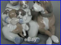 Lladro Figurine 5456 New Playmates Young Boy With Dog & Puppies