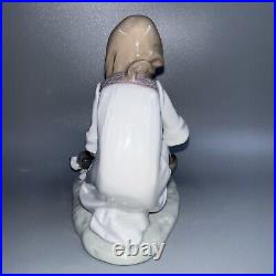 Lladro Figurine 5595 Joy in a Basket No Box Girl With Puppies 6 Tall Lovely