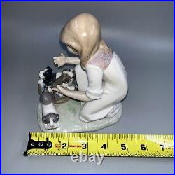 Lladro Figurine 5595 Joy in a Basket No Box Girl With Puppies 6 Tall Lovely